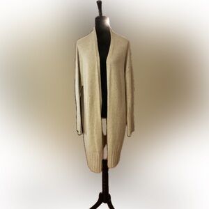 Karen Kane Long sleeve beige speckled cardigan ribbed bottom hem & sleeve Size L